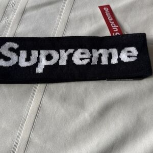 Supreme Black Headband with White Logo